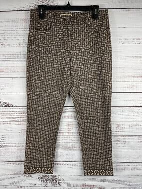 Michael Kors Pants Women's 6 Geometric Pattern Slim Trousers Made in Italy Chic
